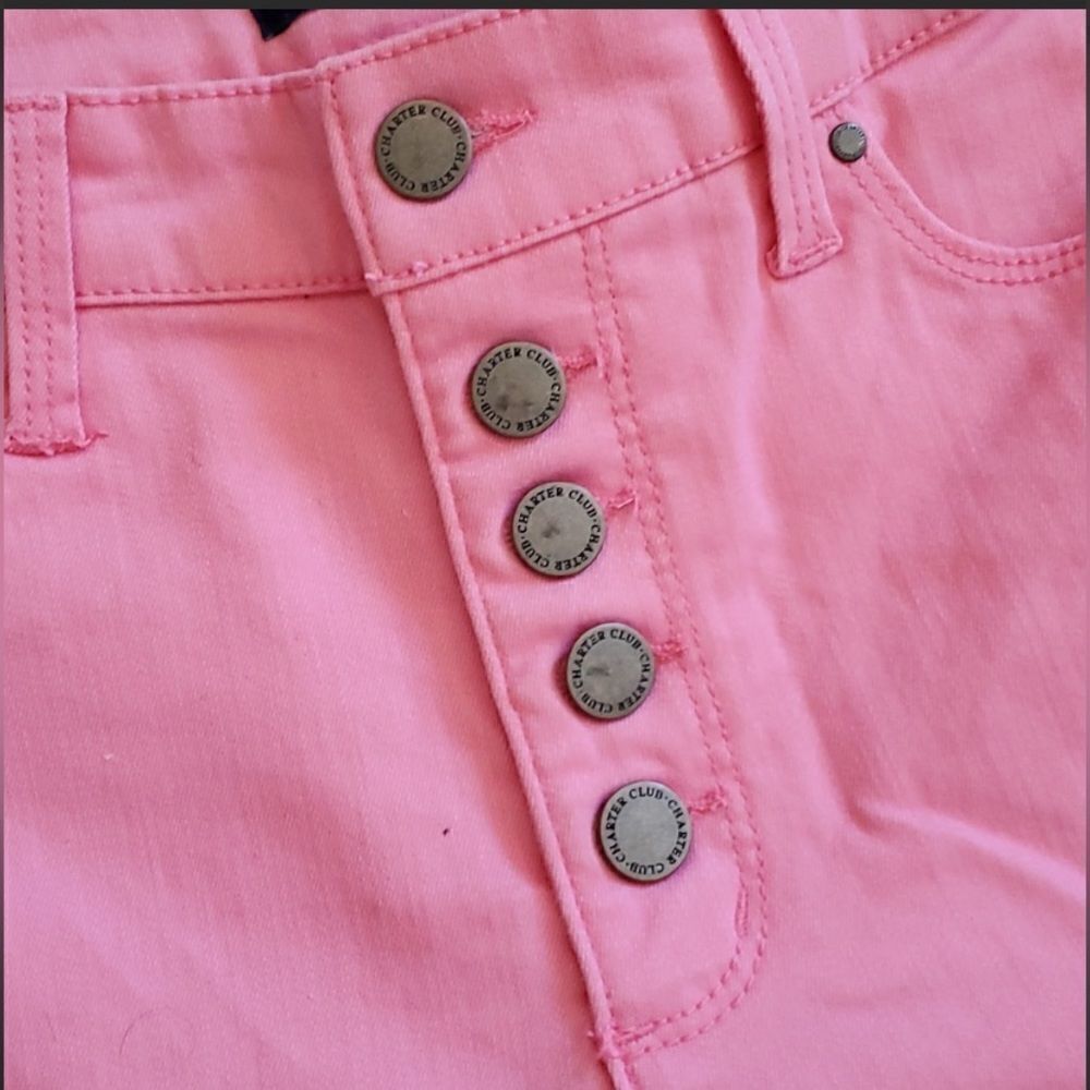 New Charter Club Pink Peony Sugar Crush Straight Leg Pants Button Fly Sz 4 NWT